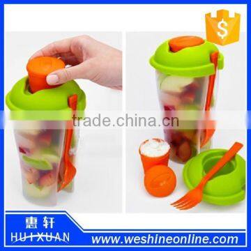Wholesale Plastic Portable Salad Shaker Cups With Forks photo-3