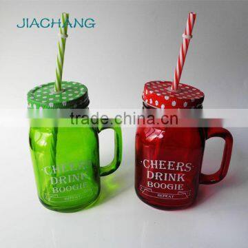 Stained Cheers Drink Glass Letter Juice Cold Coffee Mug With Screw Lid photo-4