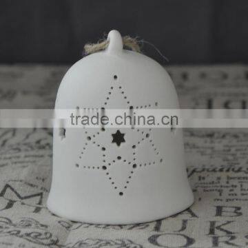 Ceramic Indoor Christmas LED Light Bell With Hollow Design Wholesale photo-5