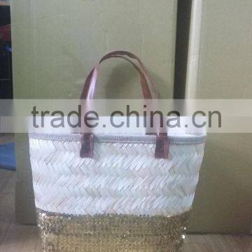 Eco Friendly Natural Bamboo Sequin Basket With Liner