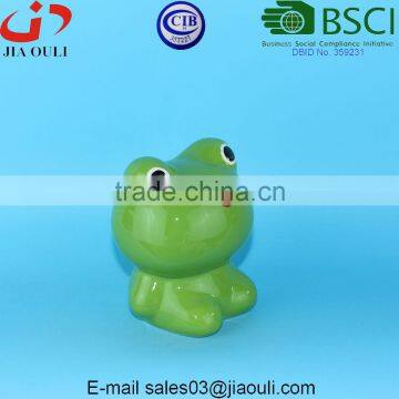 BSCI Audit Factory Glazed Green Ceramic Frog Coin Bank for Kids, Decorative Money Boxes photo-4