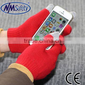 NMSAFETY colorful cotton gloves with touch finger work glove magic touch glove