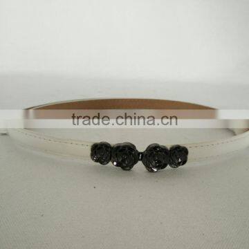 Wholesale Adjustable Flower Pattern Buckle Sex Women Lady Thin PU Waist Belt photo-4