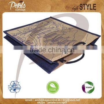 PP Laminated Three Bottle Jute Wine Bag Rope Handle photo-6