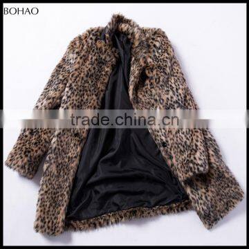 2017 New Fashion Thick Leopard Fake Fur Coat Women