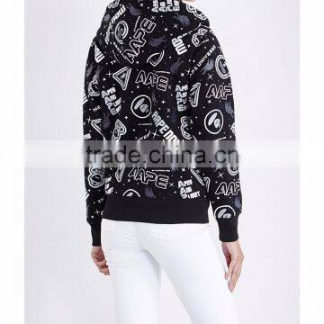 Wholesale Women Branded Drawstring Long Sleeves Branded Tabs Cuffs Elastic Ribbed Trims Jersey Hoody(DQE0179T)