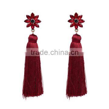Bohemian Jewelry Rhinestone Gems With Long Colorful Tassel Charms Earrings for Women photo-5