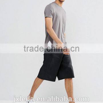 High quality plain super longline scoop curved hem t-shirt men