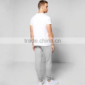Skinny Fit Drop Crotch Joggers With Pockets Plain Men Fashion Trousers photo-3