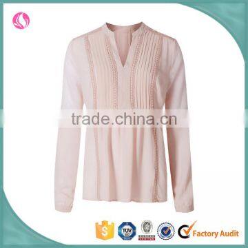 fashion design breathable chiffon 2016 lady blouse