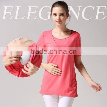 Street Style Short Sleeve Nursing Clothes Solid Breastfeeding Clothing Thin Section Pregnant Women T-shirts photo-3
