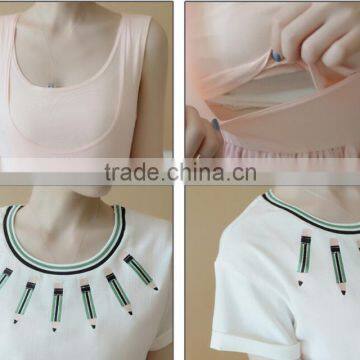 Zm10446a 2016 Fashion New Embroider Maternity Clothes 2pcs Sets Nursing Dresses photo-3