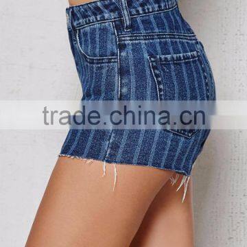 Stylish Engine Stripe Denim Shorts for Women Made in China
