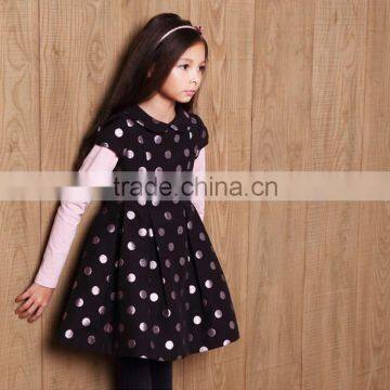 High End Baby Gril Dress Children Frocks Designs Girl Child Polk Dot Dress Wholesale photo-4