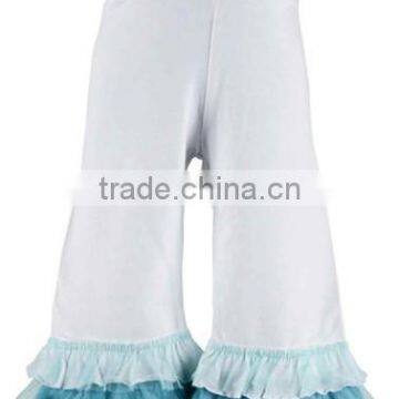 wholesale children brand clothing netting & ruffle trimmed capri pants for Baby Girl knit solid color pull-on pants