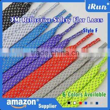 New Brand 3M Reflective Flat Woven Laces - Mix Colors 3M Safety Sneaker Flat Shoelaces - Polyester Stripe Safety Laces photo-5