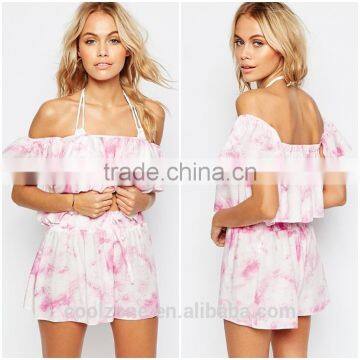 Hot off shoulder design print beach wear women sexy beach wear