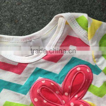 2016 Rainbow Chevron Easter Dress Bunny Dress Baby Girls Clothes Fashion Kids Clothes With Matching Necklace and Shoes Set photo-6