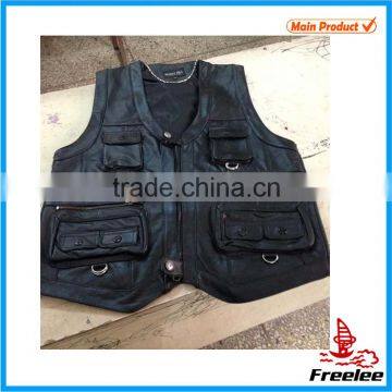 Multi pockets men's Leather Shooting Hunting Vest