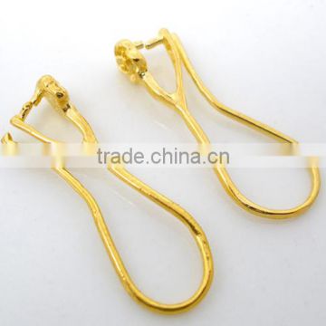 5 Pairs Gold Plated Flower Ear Wire Hooks Earring Findings 24x9.5 mm