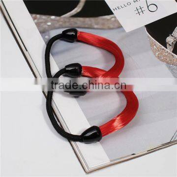 Chemical Fiber Hair Ties Round Red Elastic Girl Hair Ponytail Holder photo-3