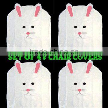 SET-4 White Felt EASTER BUNNY & RABBIT CHAIR COVER