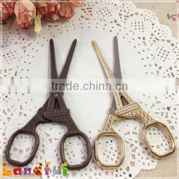 Vintage Zakka Handicraft Sewing Gold Craft Eiffel Tower Scissors photo-3