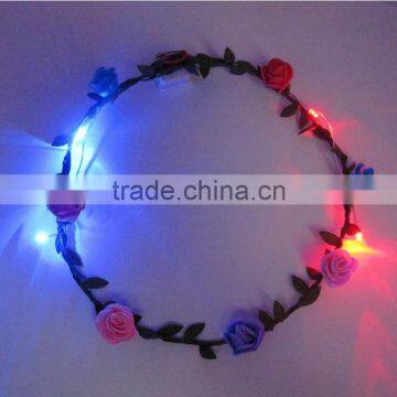 New Products Artificial Flower Head Band LED Light Rose Flower Wreath photo-2