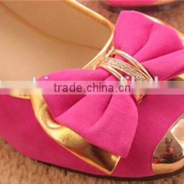 New high quality PU fabric shoe bow tie with mental buckle center