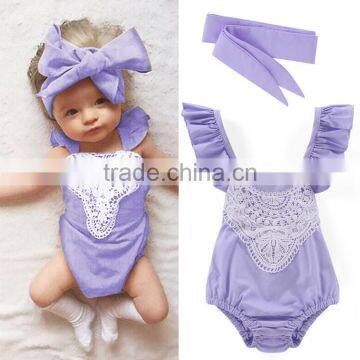 Baby Romper 2017 Girl Lace Bibs With Headband M7041709