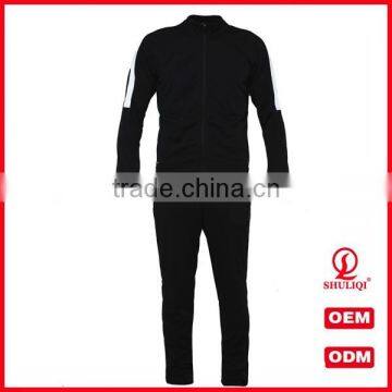 shuliqi factory custom gym skinny tracksuit wholesale men sports plain cotton tracksuit in black