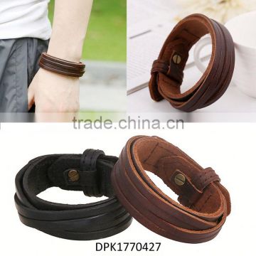 Braided Adjustable Leather Bracelet Punk Jewelry Cuff Women/Men`s Casual