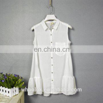 OEM service summer new design sleeveless fashion white girls tops