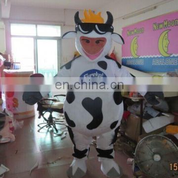 inflatable cow costume,adult cow costume mascot with sunglass