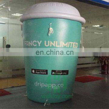 Eye Catching Custom Size Green and White Giant Inflatable Coffee Cup Balloon Advertising Model photo-3