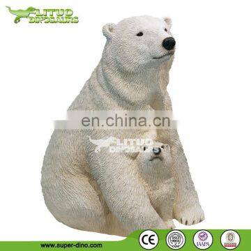 Theme Park Life Size Fiberglass Polar Bear Statue