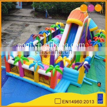 AOQI beautiful coco play school inflatable city playground garden game giant inflatable fun city for sale