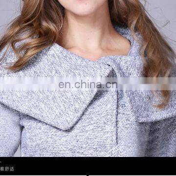 Hot Sell Elegant Slim Vision Long Sleeves Cloak Collar With Waist Belt Woman Trench Woolen Coat