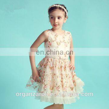 Wholesale Fancy Flower Embroidered Organza Fabric for Children Dress and Skirt