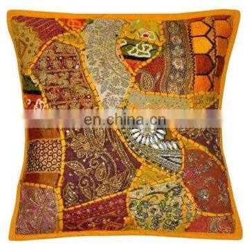 Indian Handmade Cushion Cover Embroidery Patchwork Decor Pillow Beaded Covers 16 Embroidered Ethnic Decorative Vintage Cases Art photo-2