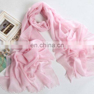 Women light pink color pure print cashmere scarf