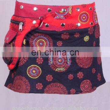Polka Dot Exotic Print in Black Shade Cotton Fabric Gypsy Wrap Around Skirt With Belt HHCS 139 A photo-2