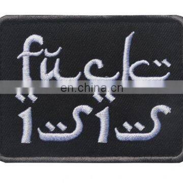 New Patch Rectangle Iron On Black Embroidered Patch,loop and Loop Fasten Embroidery Patch, Embroidered Badge for Uniform photo-2