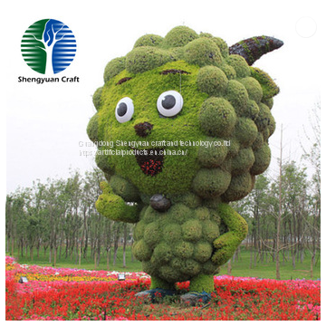 China factory plastic grass sculpture artificial topiary animal sheep shape amusement park decoration