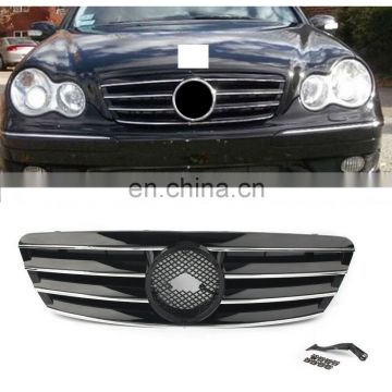 Chrome black Front Grill Grilles 2000-2006 For Mercedes Benz C class W203