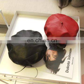 Fashion Women PU Leather Octagonal Caps Newsboy Cap Vintage Bonnet Beret Style Retro Leather Hat Cowboy photo-6