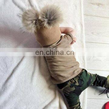 Baby Crochet Hats With Plush Fur Balls Toddler Boys Girls Knitted Beanie Pom Poms 6M-5T