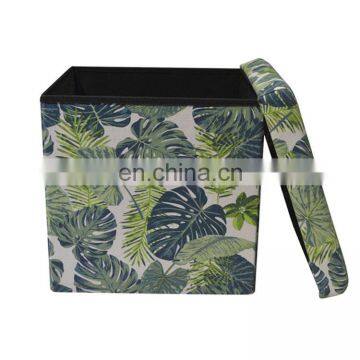 Good Quality Homely Supply  Linen Foldable Seat Box Folding Storage Stool Ottoman