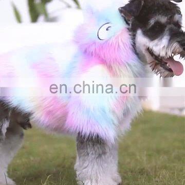 2019 autumn and winter new pet clothing rainbow little monster coat cat dog clothes