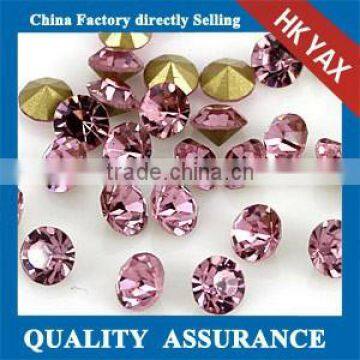 T0703 Chaton Lt.Peach rhinestones pointed,rhinestone pointed cheap price,china wholesaler rhinestones pointed for decoration